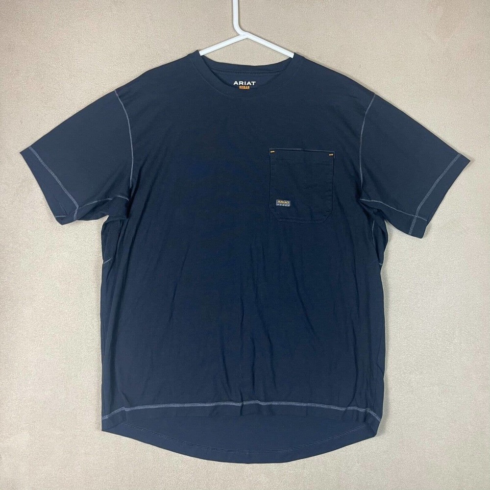 Ariat Shirt Adult Extra Large Black Rebar Short‎ Sleeve Tee Pocket Workwear Mens